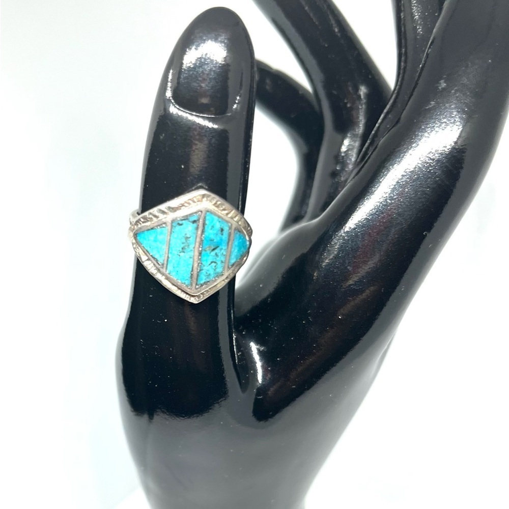 Sterling Silver Turquoise Inlay Ring 7